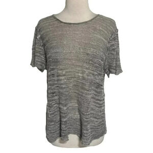 LINE‎ L grey short sleeve hint weight knit top